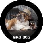 Bad Dog Tire Cover on Black Vinyl