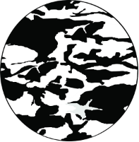 Camouflage Tire Cover on Black Vinyl -Black and White