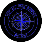Spare Tire Cover w/ "Not All Who Wander Compass" Blue Graphic
