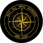 Spare Tire Cover w/ "Not All Who Wander Compass" Gold Graphic