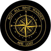 Spare Tire Cover w/ "Not All Who Wander Compass" Gold Graphic