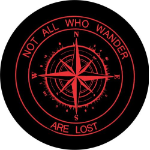 Spare Tire Cover w/ "Not All Who Wander Compass" Red Graphic