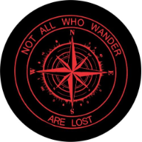 Spare Tire Cover w/ "Not All Who Wander Compass" Red Graphic