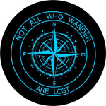 Spare Tire Cover w/ "Not All Who Wander Compass" Teal Graphic