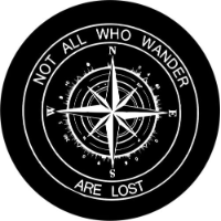Spare Tire Cover w/ "Not All Who Wander Compass" White Graphic