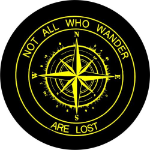 Spare Tire Cover w/ "Not All Who Wander Compass" Yellow Graphic