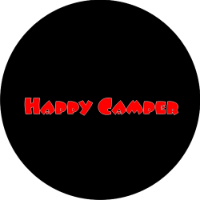 Happy Camper Spare Tire Cover on Black Vinyl
