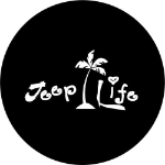 Spare Tire Cover w/ "Jeep Life Palm Tree" White Graphic