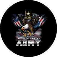 Army Tire Cover on Black Vinyl