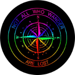 Not All Who Wander Rainbow Compass Tire Cover
