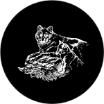 Wolf Outline Tire Cover on Black Vinyl