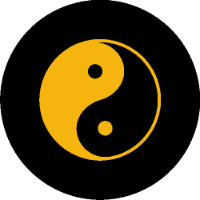Yin Yang Tire Cover Yellow Logo on Black Vinyl