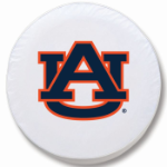 Auburn University Tire Cover w/ Tigers Logo on White Vinyl