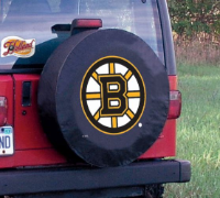 Boston Bruins Tire Cover on Black Vinyl