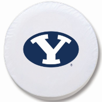 Brigham Young University Tire Cover Logo on White Vinyl