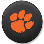 Clemson University Tire Cover w/ Tigers Logo on Black Vinyl
