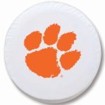 Clemson University Tire Cover w/ Tigers Logo on White Vinyl