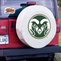 Colorado State University Tire Cover w/ Rams Logo White Vinyl