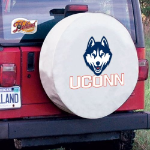 University of Connecticut Tire Cover w/ Huskies Logo White Vinyl