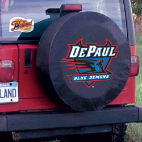 DePaul University Tire Cover w/ Blue Demons Logo Black Vinyl