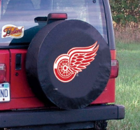 Detroit Red Wings Tire Cover on Black Vinyl