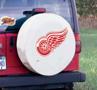 Detroit Red Wings Tire Cover on White Vinyl