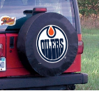 Edmonton Oilers Tire Cover on Black Vinyl