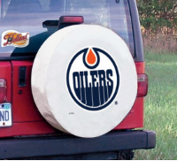 Edmonton Oilers Tire Cover on White Vinyl
