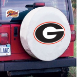 University of Georgia Tire Cover w/ "Script G" Logo White Vinyl
