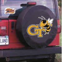 Georgia Tech Tire Cover w/ Yellow Jackets Logo on Black Vinyl