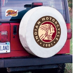 Indian Motorcycle Tire Cover on White Vinyl