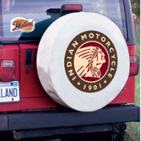 Indian Motorcycle Tire Cover on White Vinyl