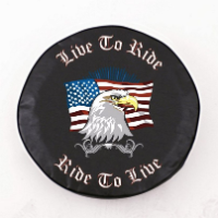 Live To Ride Spare Tire Cover on Black Vinyl