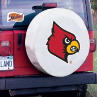 University of Louisville Tire Cover w/ Cardinals Logo White Vinyl
