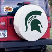 Michigan State University Tire Cover Logo on White Vinyl