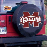 Mississippi State University Tire Cover Logo on Black Vinyl