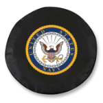 United States Navy Tire Cover on Black Vinyl