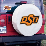 Oklahoma State University Tire Cover Logo on White Vinyl