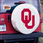 University of Oklahoma Tire Cover w/ Sooners Logo White Vinyl