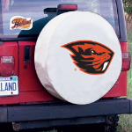 Oregon State University Tire Cover Logo on White Vinyl
