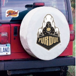 Purdue University Tire Cover w/ Boilermakers Logo White Vinyl