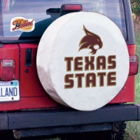 Texas State University Tire Cover w/ Bobcats Logo White Vinyl