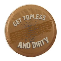Get Topless and Dirty Tire Cover on Tan Vinyl