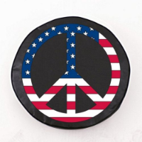 USA Peace Sign Tire Cover on Black Vinyl