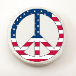 USA Peace Sign Tire Cover on White Vinyl