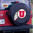 University of Utah Tire Cover w/ Utes Logo on Black Vinyl