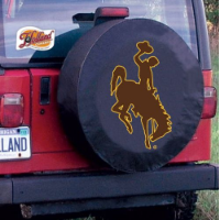 University of Wyoming Tire Cover w/ Cowboys Logo Black Vinyl