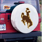 University of Wyoming Tire Cover w/ Cowboys Logo White Vinyl