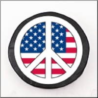 USA Peace Sign Tire Cover on White Logo on Black Vinyl