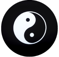 Yin Yang Tire Cover White Logo on Black Vinyl